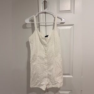 Aqua White Eyelet Button-Down Top